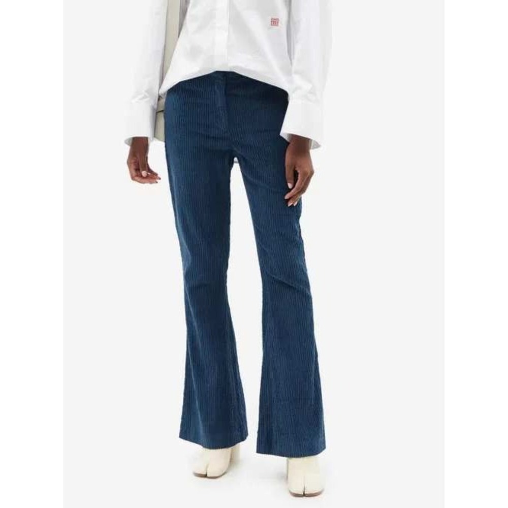 Acne Studios Corduroy Flared Trouser Pant Women SZ 32 Blue Bell Bottom Retro 70s